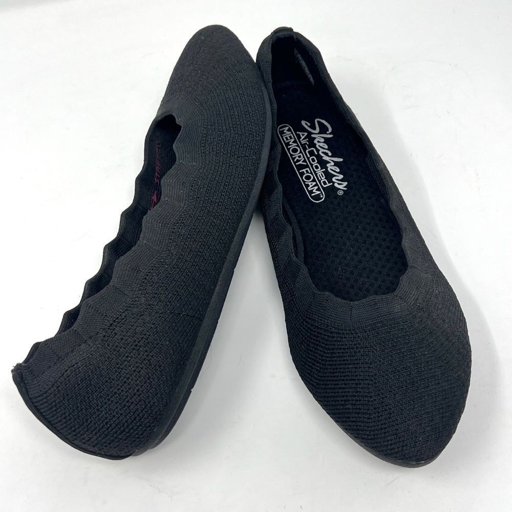 Skechers Cleo 2.0 Love Spell Black Woven Stretch Fit Knit Memory Foam Flats 7.5 - Picture 1 of 8